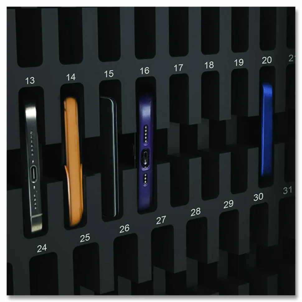 Luxor Cell Guard 30-Bay Cabinet for 32 Devices, 14.96 x 16.14 x 8.98, Black