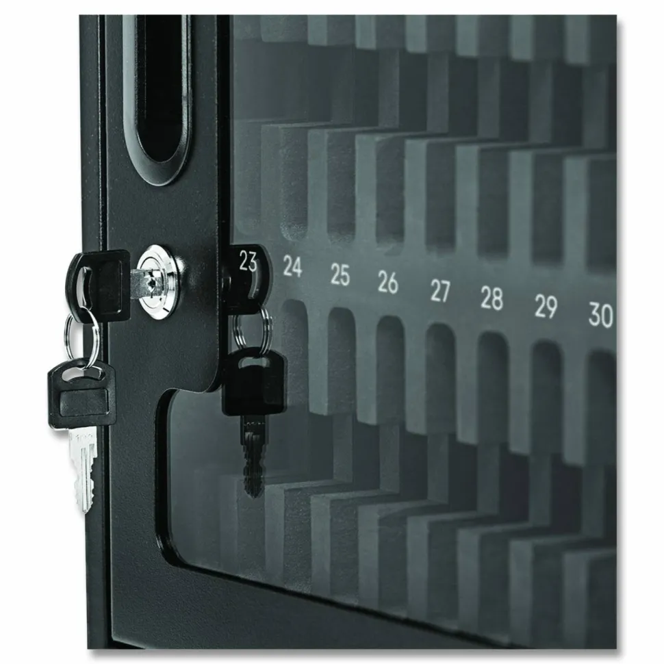 Luxor Cell Guard 30-Bay Cabinet for 32 Devices, 14.96 x 16.14 x 8.98, Black