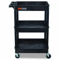 Luxor ENDURA Three-Shelf Utility Cart, Plastic, 300 lb Capacity, 26.5