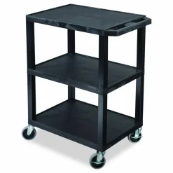 Luxor TUFFY Three-Shelf Multipurpose Utility Cart, Plastic, 300 lb Capacity, 26.5
