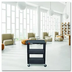 Luxor TUFFY Three-Shelf Multipurpose Utility Cart, Plastic, 300 lb Capacity, 26.5