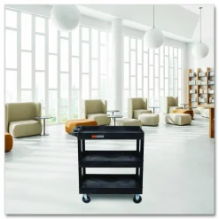 Luxor TUFFY XL Three-Shelf Heavy-Duty Multipurpose Utility Cart, Plastic, 375 lb Capacity, 35.25