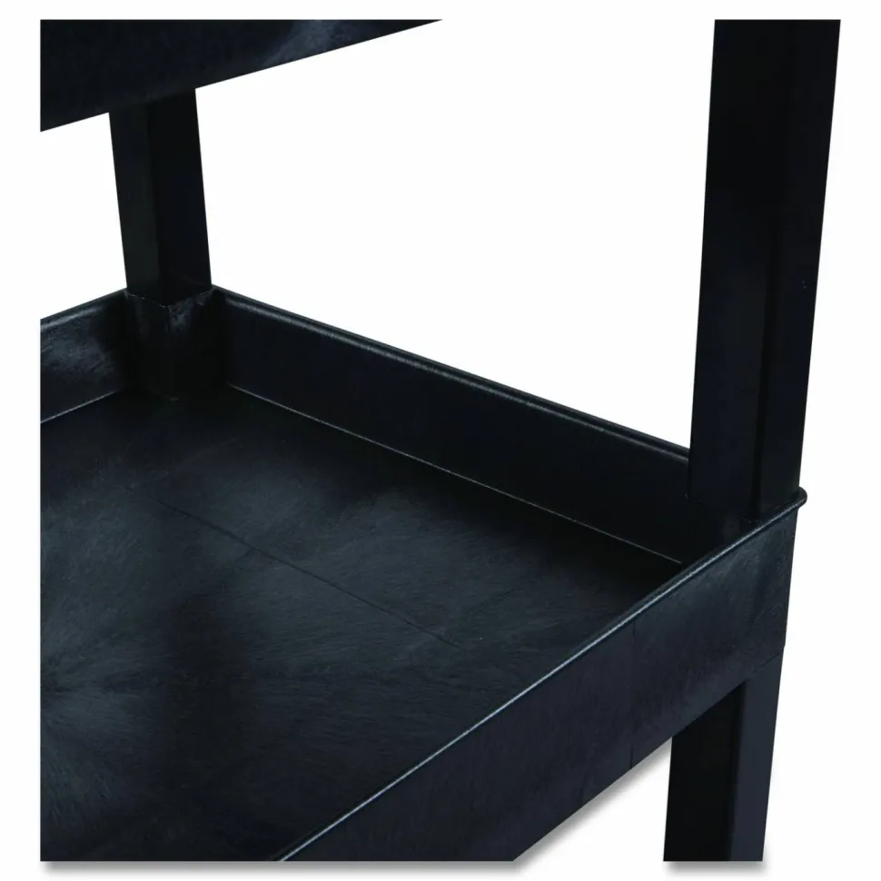 Luxor Tuffy XL Three-Shelf Utility Cart with Tub Shelves, Plastic, 300 lb Capacity, 35" x 18" x 36", Black