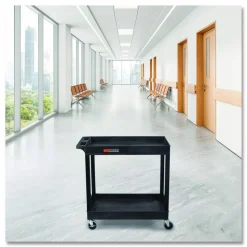 Luxor TUFFY XL Two-Shelf Heavy-Duty Multipurpose Utility Cart, Plastic, 200 lb Capacity, 35 x 18 x 34.25, Black