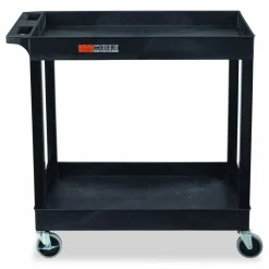 Luxor TUFFY XL Two-Shelf Heavy-Duty Multipurpose Utility Cart, Plastic, 200 lb Capacity, 35 x 18 x 34.25, Black