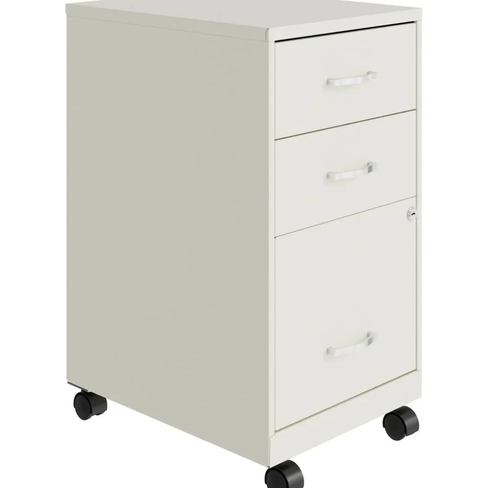 LYS NuSparc 18" D Mobile Pedestal 3 Drawer Organizer Cabinet, White