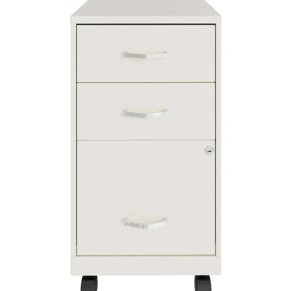 LYS NuSparc 18" D Mobile Pedestal 3 Drawer Organizer Cabinet, White