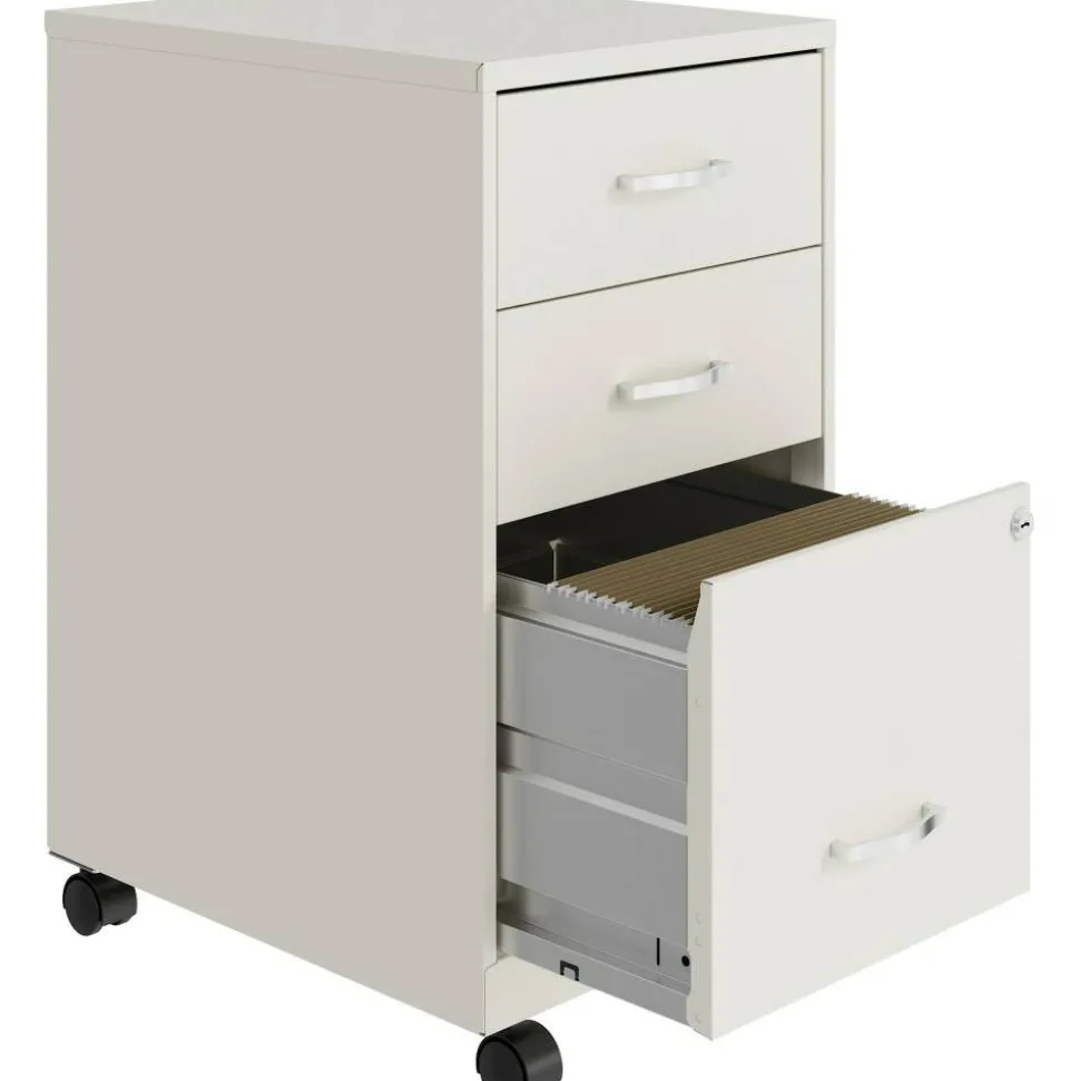 LYS NuSparc 18" D Mobile Pedestal 3 Drawer Organizer Cabinet, White