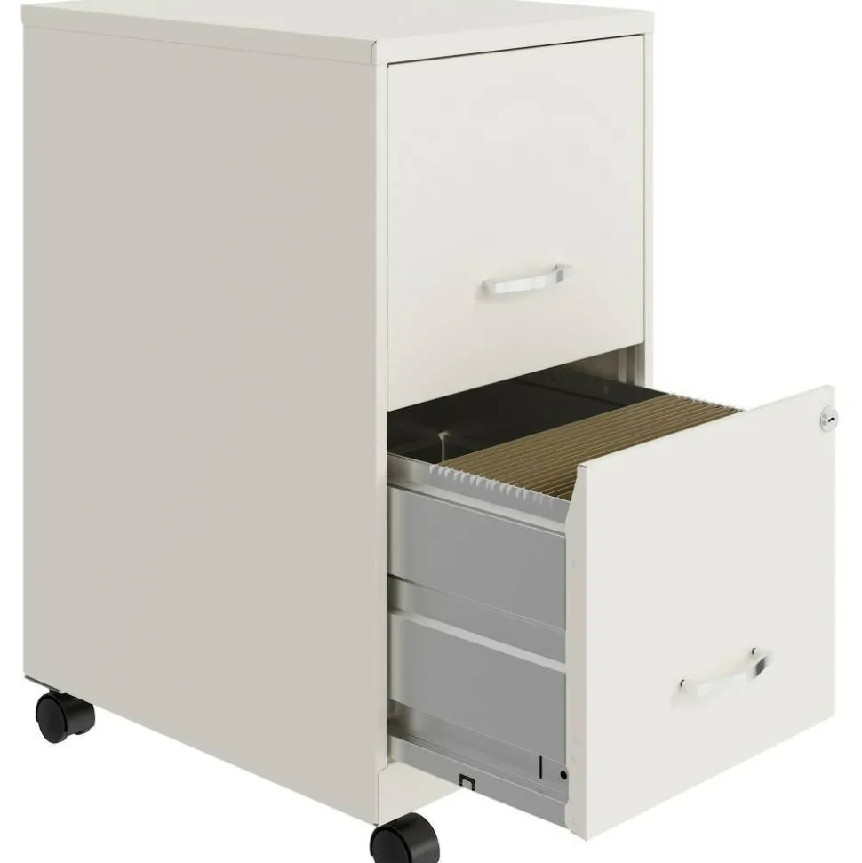 LYS NuSparc 18"D Vertical 2 Drawer Mobile File Cabinet, White , 1 Each