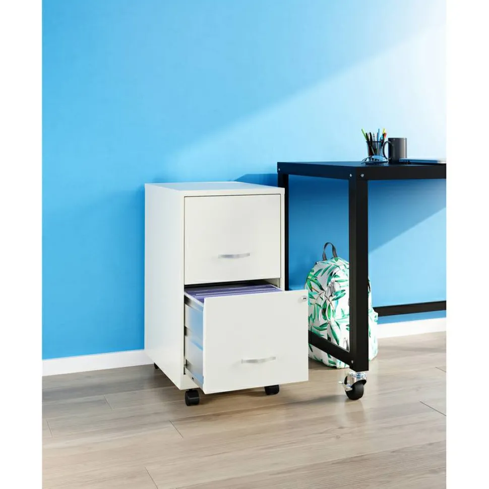 LYS NuSparc 18"D Vertical 2 Drawer Mobile File Cabinet, White , 1 Each