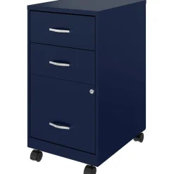 LYS NuSparc 18" Mobile Pedestal 3 Drawer Organizer Cabinet, Navy