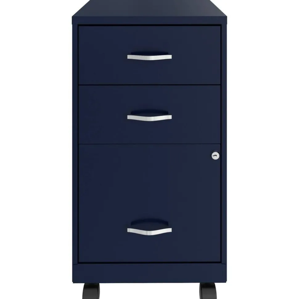 LYS NuSparc 18" Mobile Pedestal 3 Drawer Organizer Cabinet, Navy
