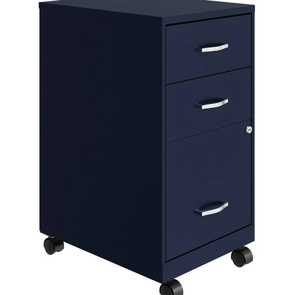 LYS NuSparc 18" Mobile Pedestal 3 Drawer Organizer Cabinet, Navy