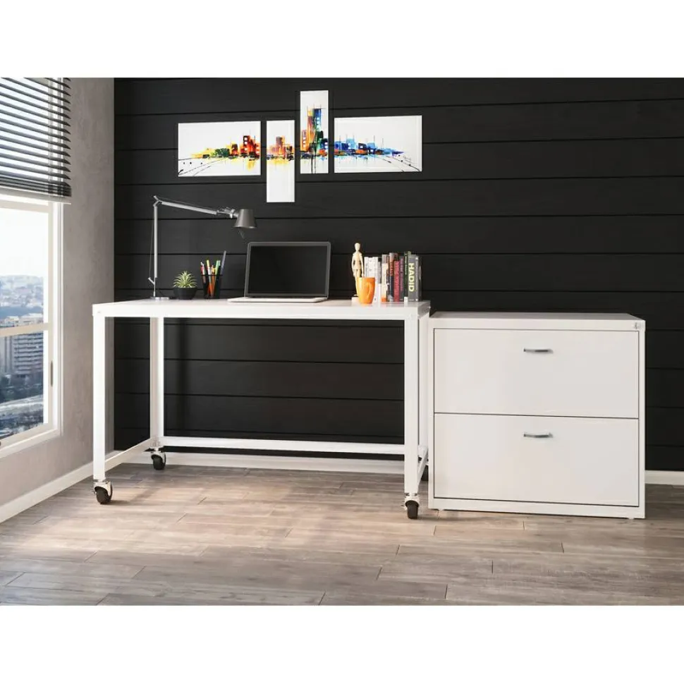 LYS NuSparc 30"W Lateral File 2 Drawer w/ Arc Pull, White, 1 Each