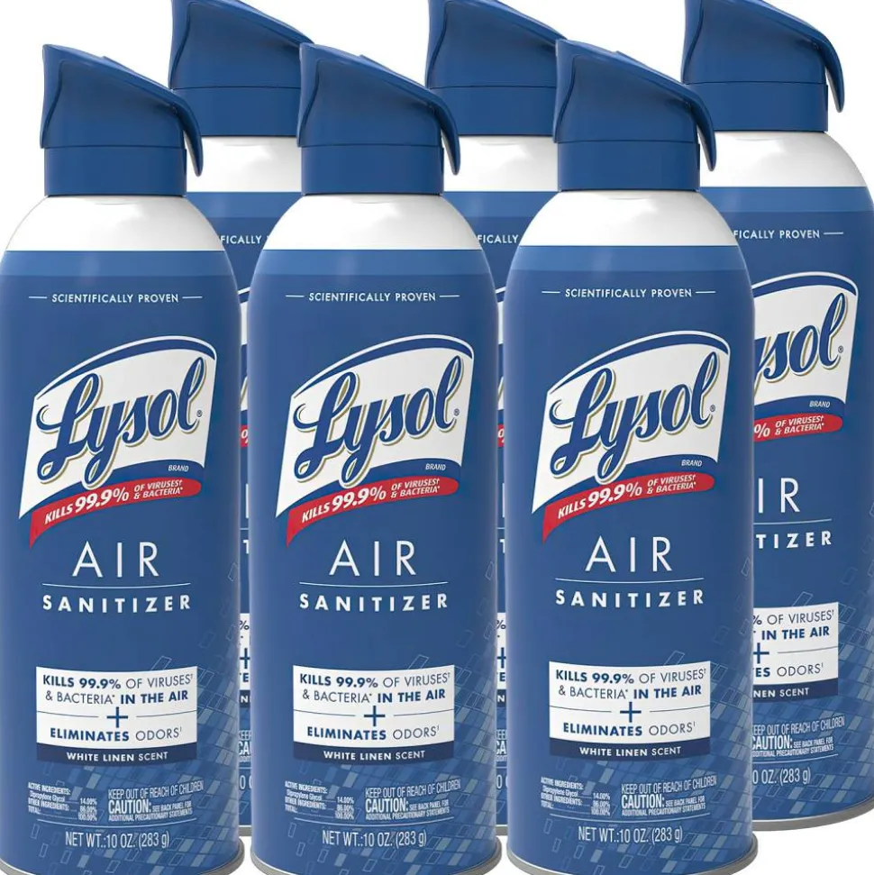 LYSOL Air Sanitizer Spray - White Linen 10 oz., Case of 6 bottles