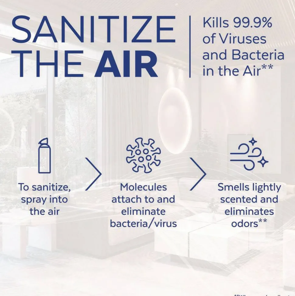 LYSOL Brand Air Sanitizer Spray, Light Breeze Scent, 10 oz Aerosol Can, 6/Carton