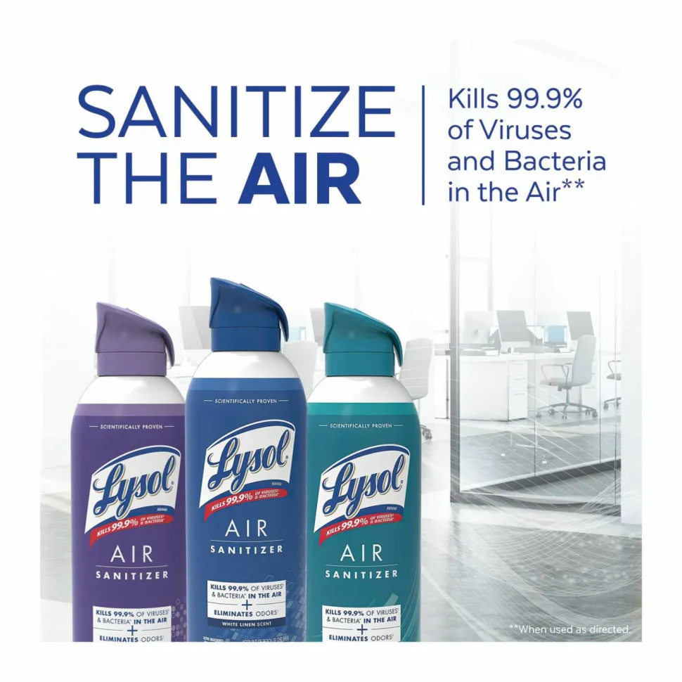 LYSOL Brand Air Sanitizer Spray, Simple Fresh Scent, 10 oz Aerosol Spray, 6/Carton