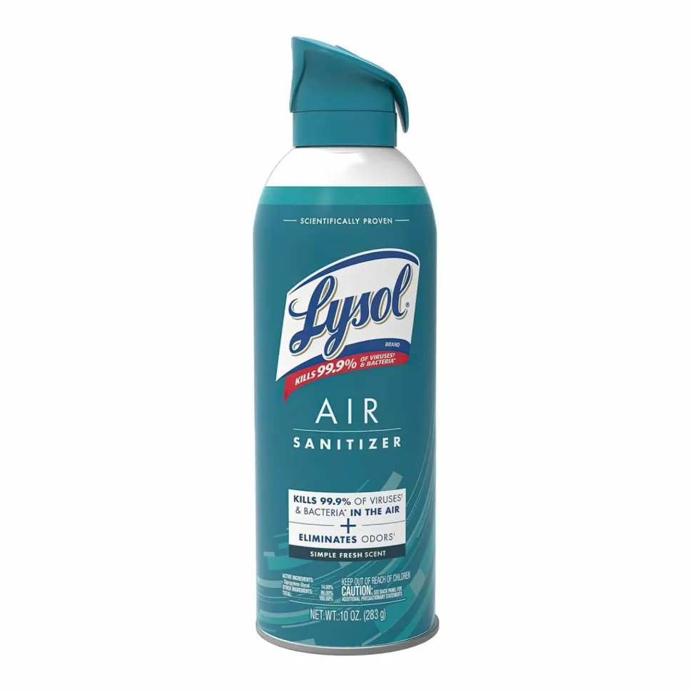 LYSOL Brand Air Sanitizer Spray, Simple Fresh Scent, 10 oz Aerosol Spray, 6/Carton