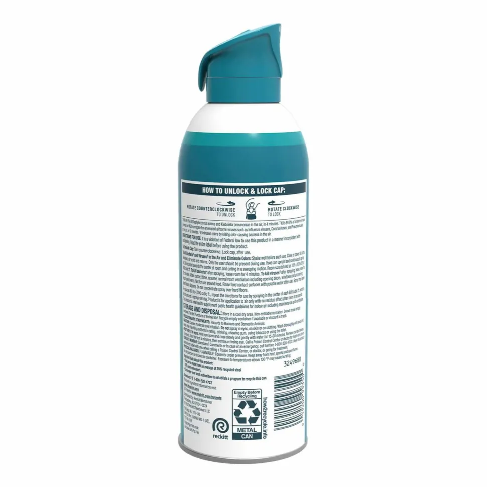 LYSOL Brand Air Sanitizer Spray, Simple Fresh Scent, 10 oz Aerosol Spray, 6/Carton