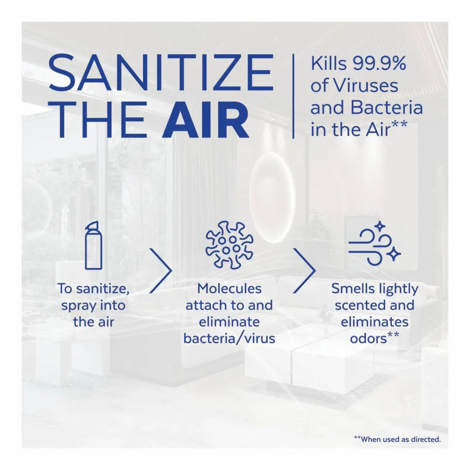 LYSOL Brand Air Sanitizer Spray, Simple Fresh Scent, 10 oz Aerosol Spray, 6/Carton