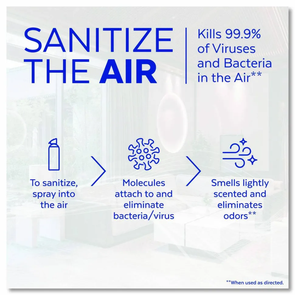 LYSOL Brand Air Sanitizer Spray, Light Breeze Scent, 10 oz Aerosol Spray, 6/Carton