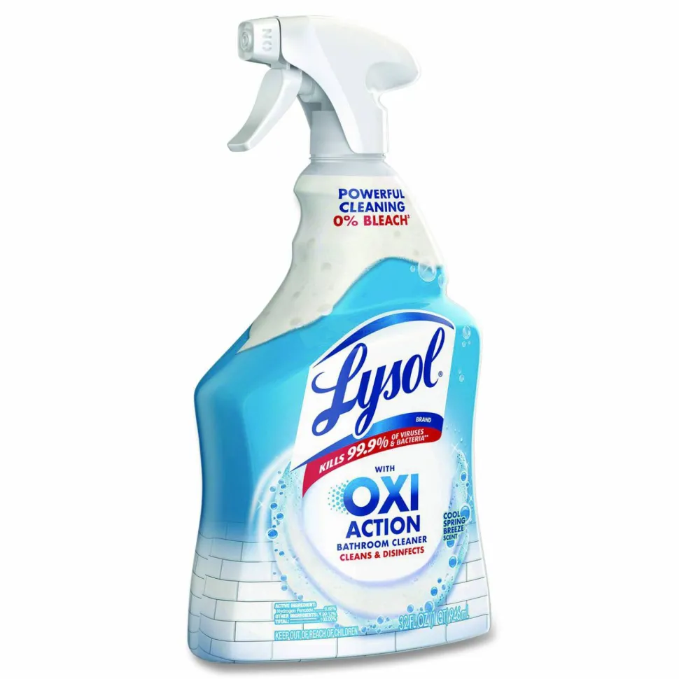 LYSOL Brand Bathroom Cleaner with Hydrogen Peroxide, Cool Spring Breeze Scent, 32 oz Trigger Spray Bottle