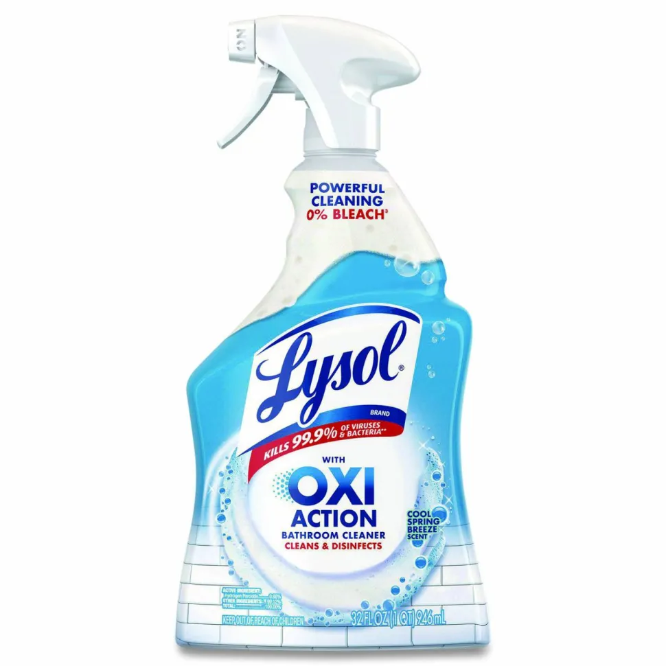 LYSOL Brand Bathroom Cleaner with Hydrogen Peroxide, Cool Spring Breeze Scent, 32 oz Trigger Spray Bottle, 12/Carton