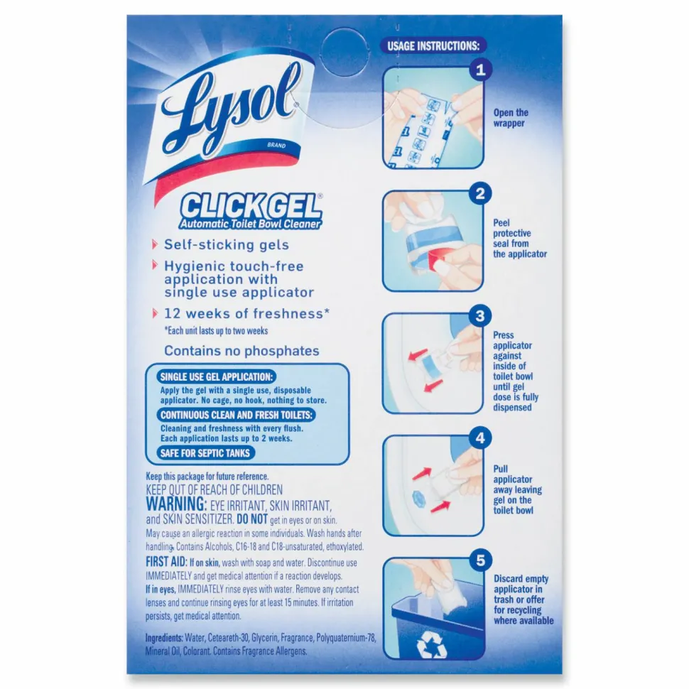 LYSOL Brand Click Gel Automatic Toilet Bowl Cleaner, Atlantic Fresh Scent, 6/Box, 4 Boxes/Carton