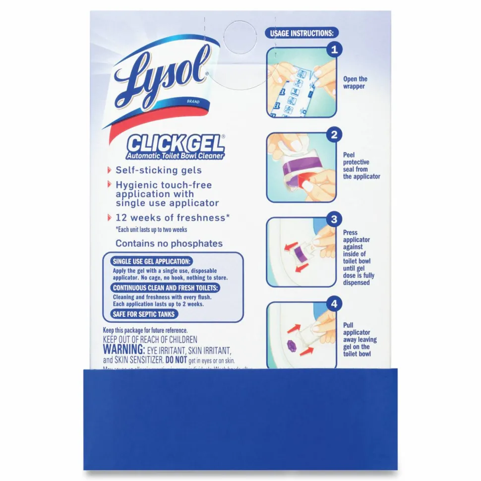LYSOL Brand Click Gel Automatic Toilet Bowl Cleaner, Lavender Fields Scent, 6/Box, 4 Boxes/Carton