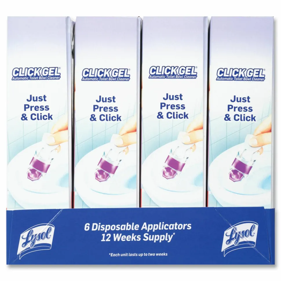 LYSOL Brand Click Gel Automatic Toilet Bowl Cleaner, Lavender Fields Scent, 6/Box, 4 Boxes/Carton