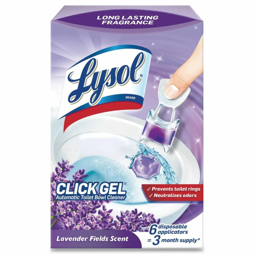 LYSOL Brand Click Gel Automatic Toilet Bowl Cleaner, Lavender Fields Scent, 6/Box, 4 Boxes/Carton