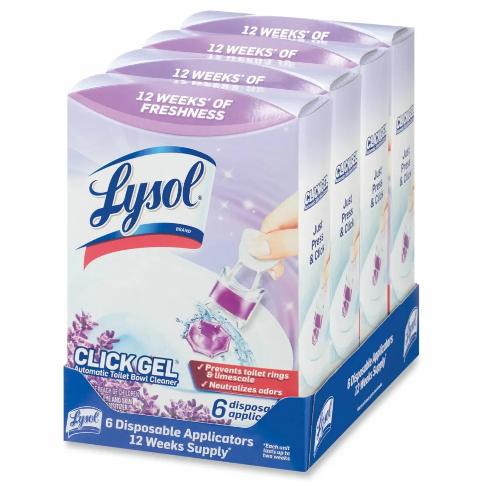 LYSOL Brand Click Gel Automatic Toilet Bowl Cleaner, Lavender Fields Scent, 6/Box, 4 Boxes/Carton
