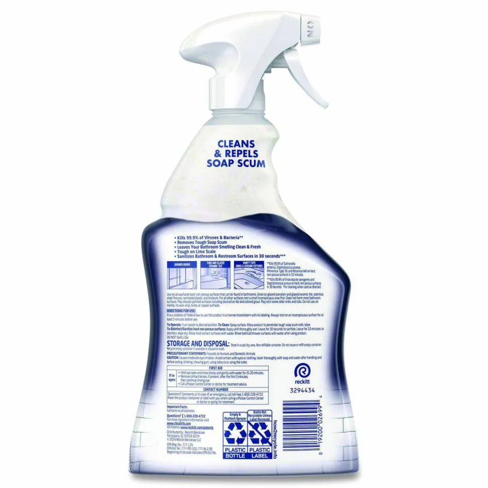 LYSOL Brand Disinfectant Power Bathroom Foamer, Liquid, Atlantic Fresh Scent, 32 oz Spray Bottle, 12/Carton