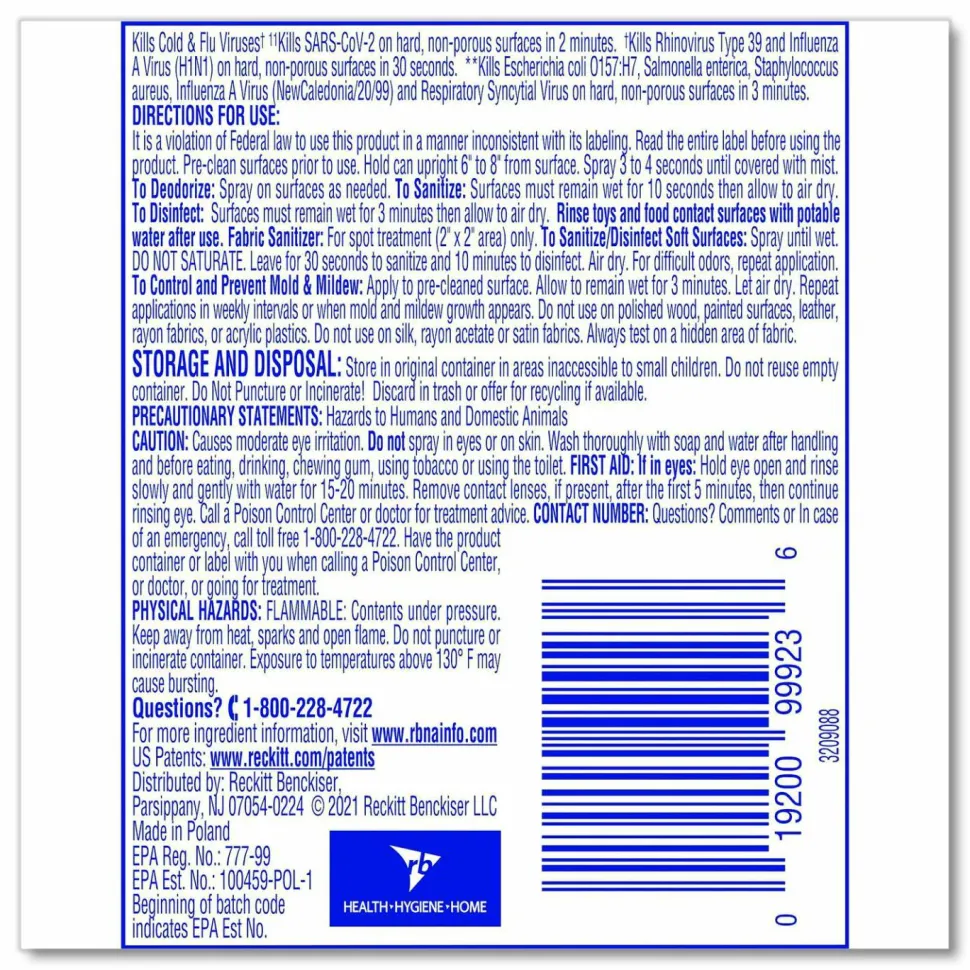 LYSOL Brand Disinfectant Spray To Go, Crisp Linen Scent, 1.5 oz Aerosol Spray, 12/Carton