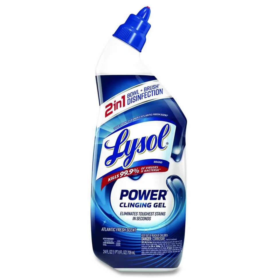 LYSOL Brand Disinfectant Toilet Bowl Cleaner, Atlantic Fresh Scent, 24 oz Angle-Neck Bottle, 9/Carton