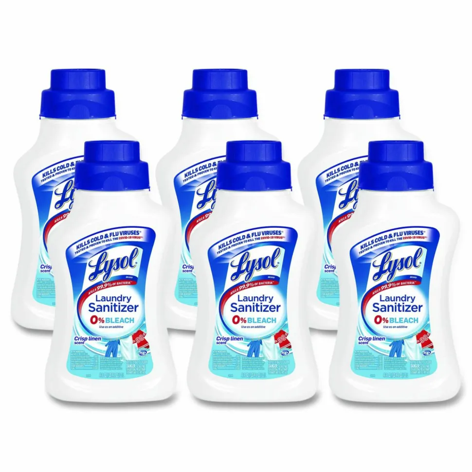 LYSOL Brand Laundry Sanitizer, Liquid, Crisp Linen Scent, 41 oz, 6/Carton