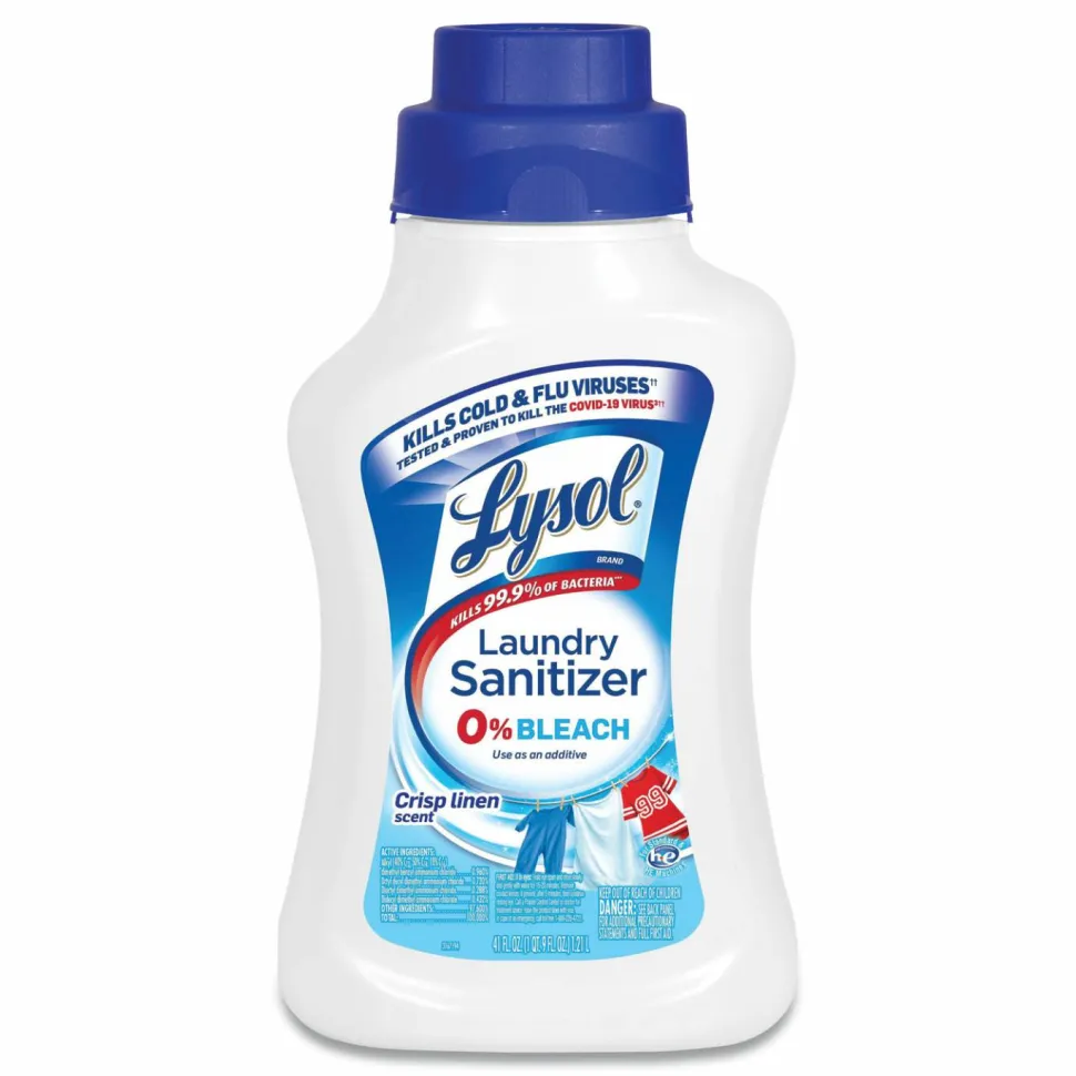 LYSOL Brand Laundry Sanitizer, Liquid, Crisp Linen Scent, 41 oz, 6/Carton