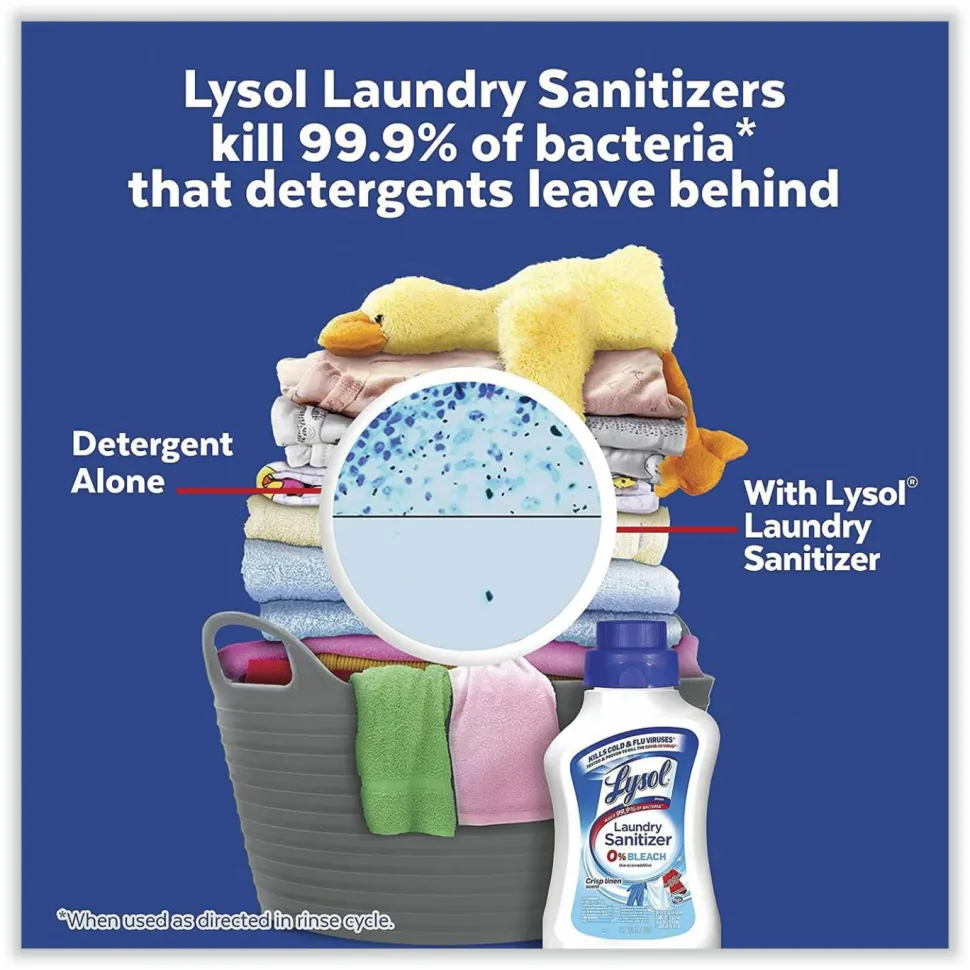 LYSOL Brand Laundry Sanitizer, Liquid, Crisp Linen Scent, 41 oz, 6/Carton