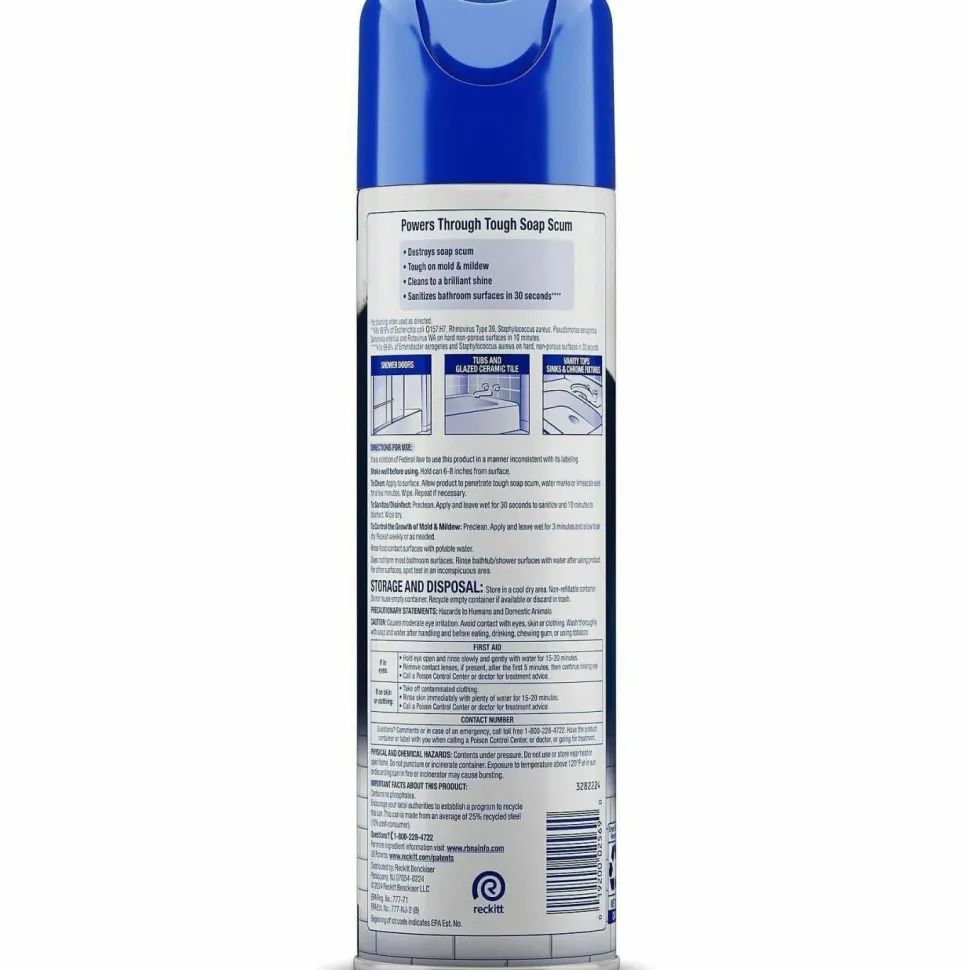 LYSOL Brand Power Foam Bathroom Cleaner, Unscented, 24 oz Aerosol Spray, 12/Carton