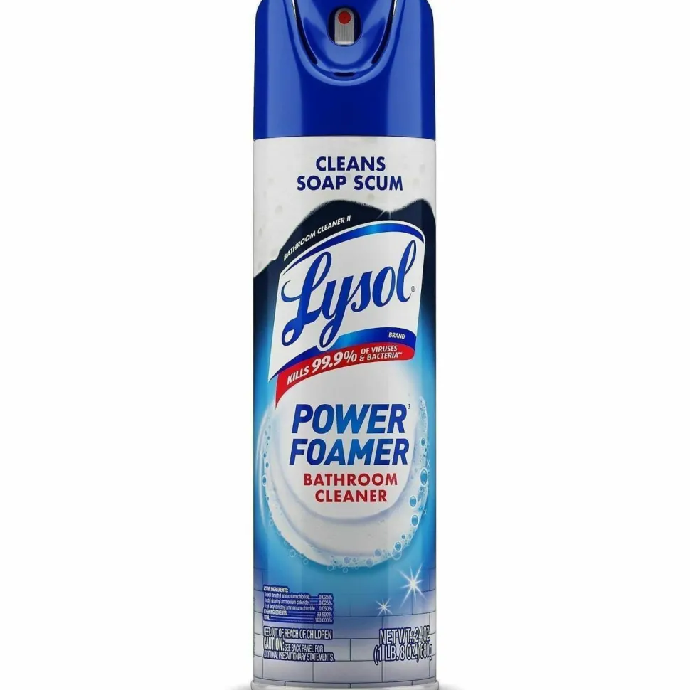 LYSOL Brand Power Foam Bathroom Cleaner, Unscented, 24 oz Aerosol Spray, 12/Carton