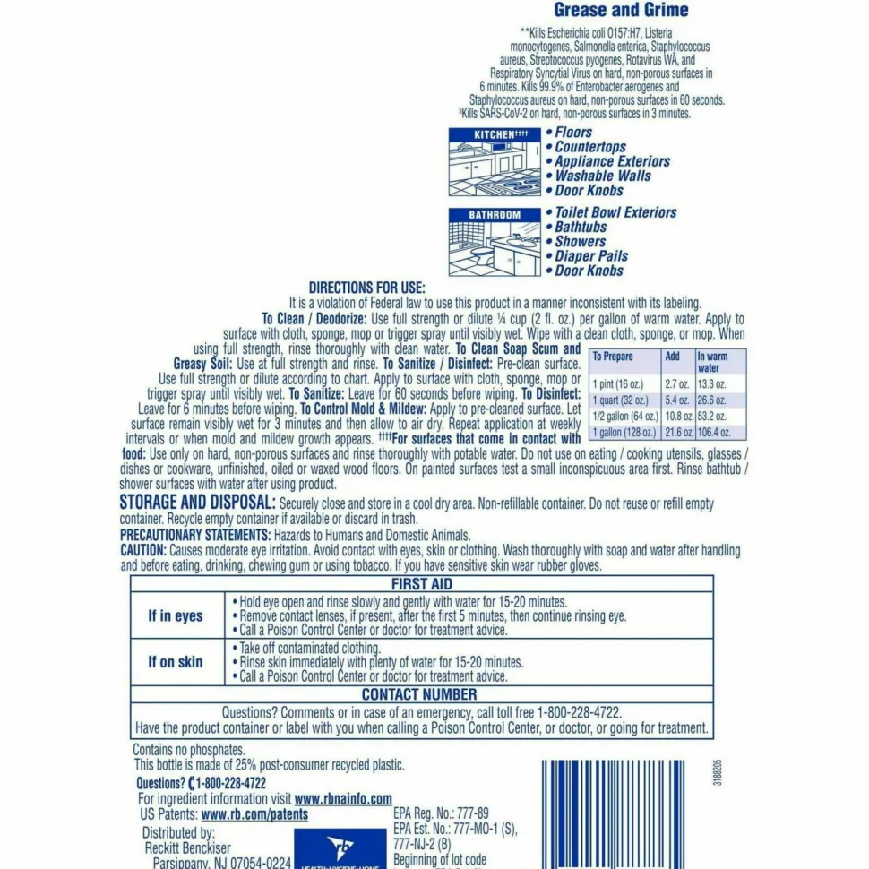 Lysol Clean & Fresh Multi-Surface Cleaner, Clean & Fresh Lavender Orchid Scent, 144 Oz Bottle
