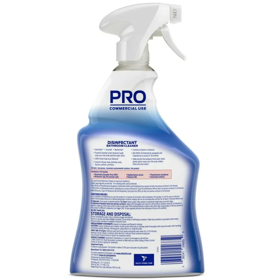 Lysol Disinfectant Bathroom Cleaner, 32 oz Spray Bottle, 12/Carton