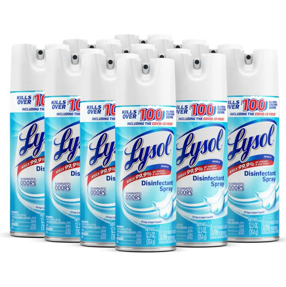 Lysol Disinfectant Spray, Crisp Linen Scent, 12.5 Oz Bottle, Case Of 12
