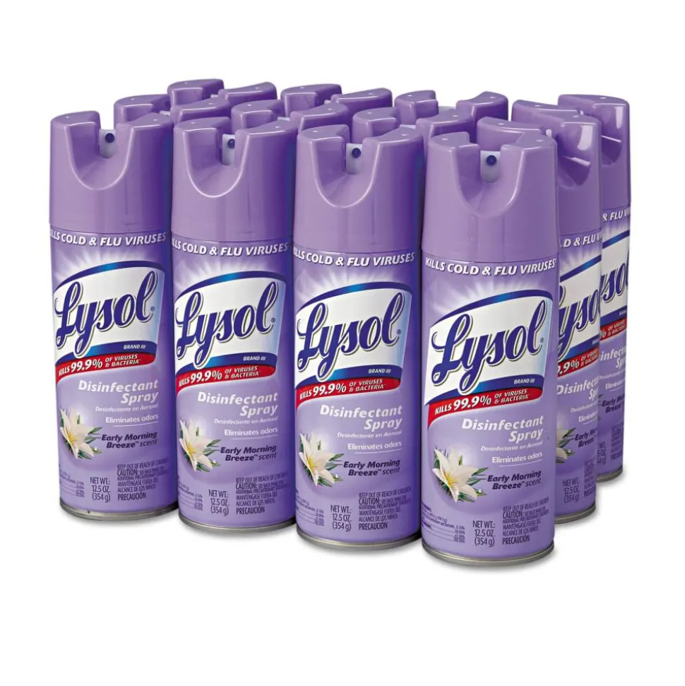 Lysol Disinfectant Spray, Early Morning Breeze Scent, 12.5 Oz Bottle, Case Of 12