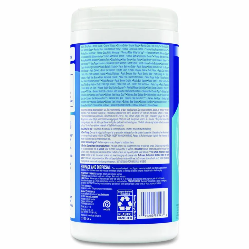 Lysol Disinfecting Wipes - Crisp Linen Scent - 7" x 7.25" - 80 / Canister - 6 / Carton - White