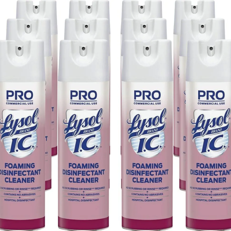 Lysol I.C. Foam Disinfectant, 24 Fl Oz, White, Pack Of 12 Cans