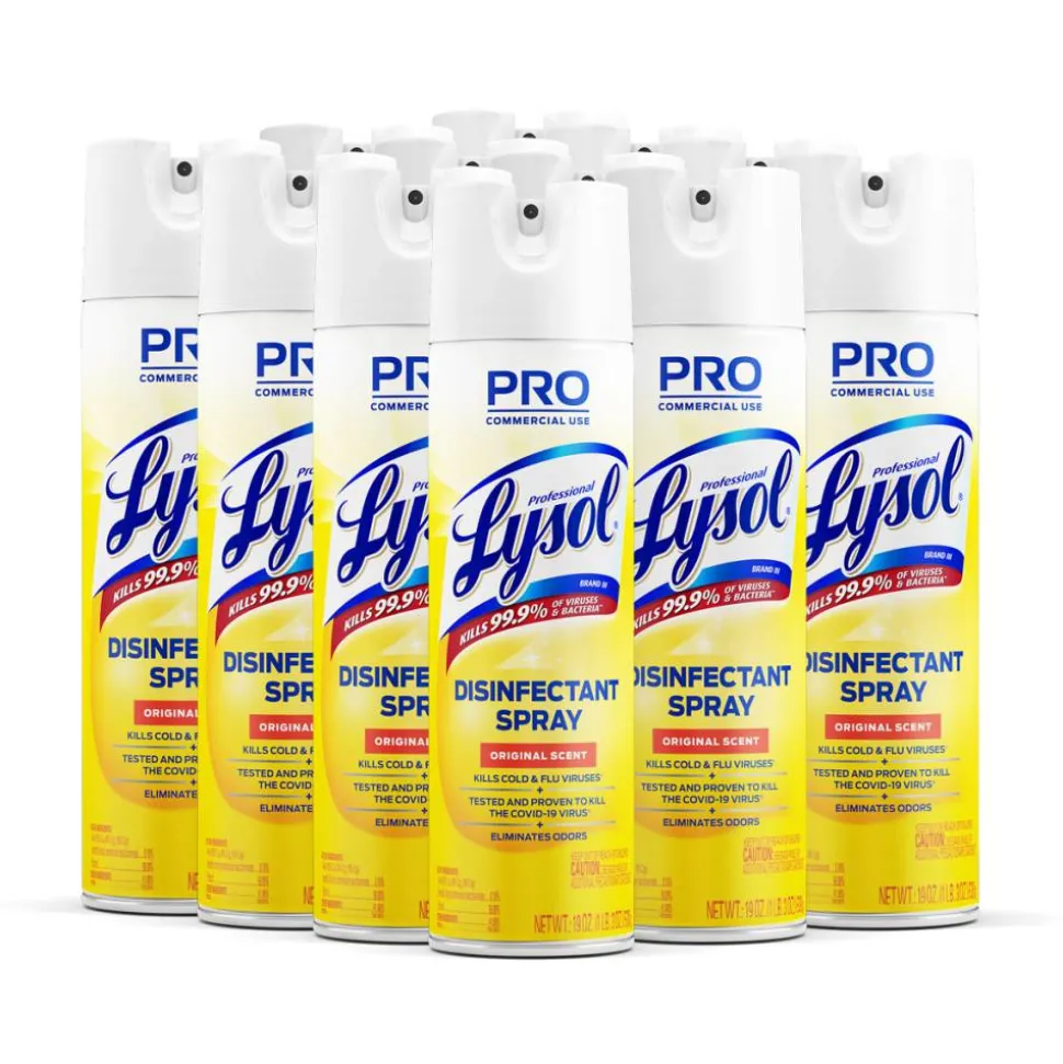 Lysol Professional Disinfectant Spray, Original Scent, 19 Oz Bottle, Case Of 12