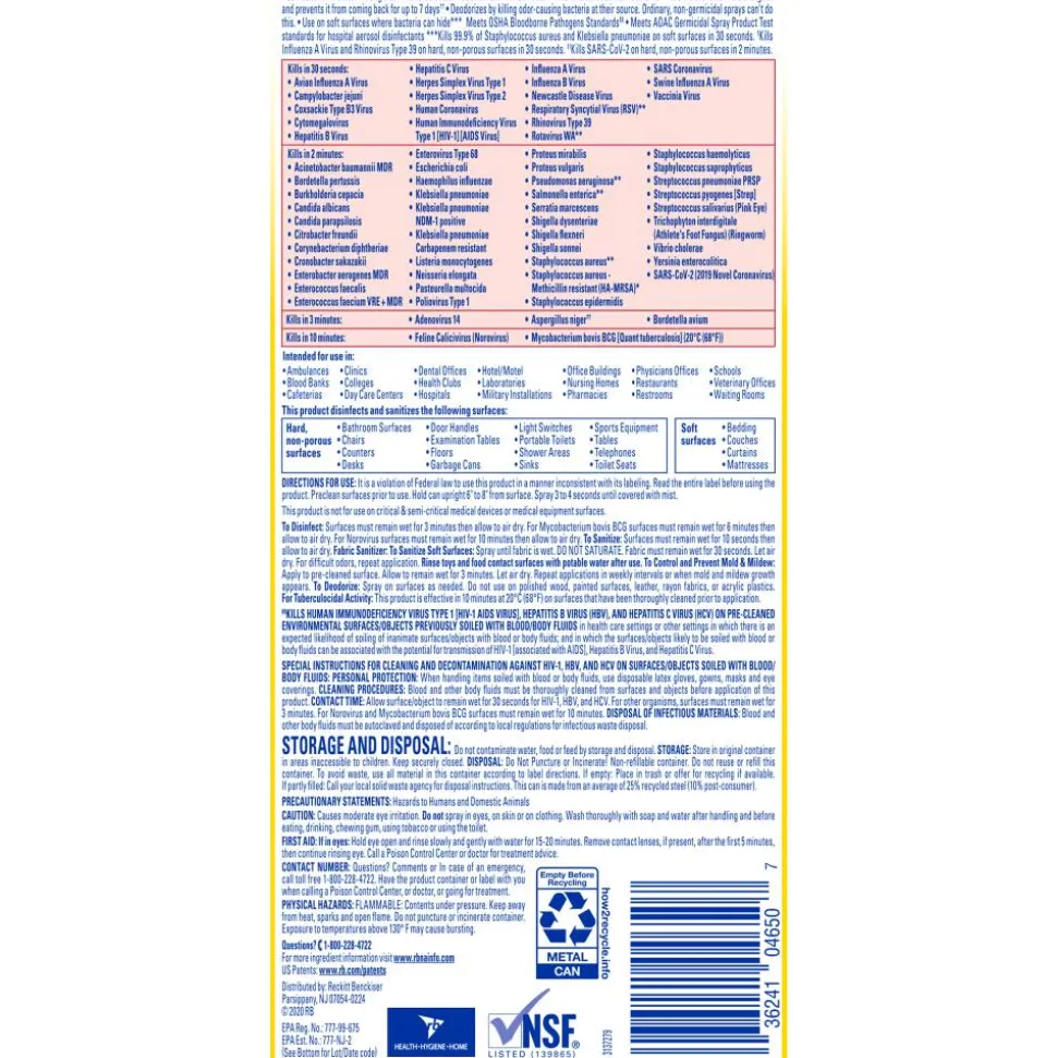 Lysol Professional Disinfectant Spray, Original Scent, 19 Oz Bottle, Case Of 12