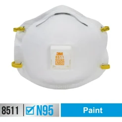 3M Cool Flow Paint Sanding Valved Respirator N95, 8511P10-DC-PS, Pack of 10
