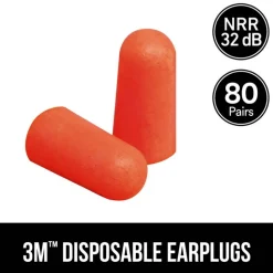 3M Disposable Earplugs, Orange, 92800H80-DC, 80 Pairs Per Pack